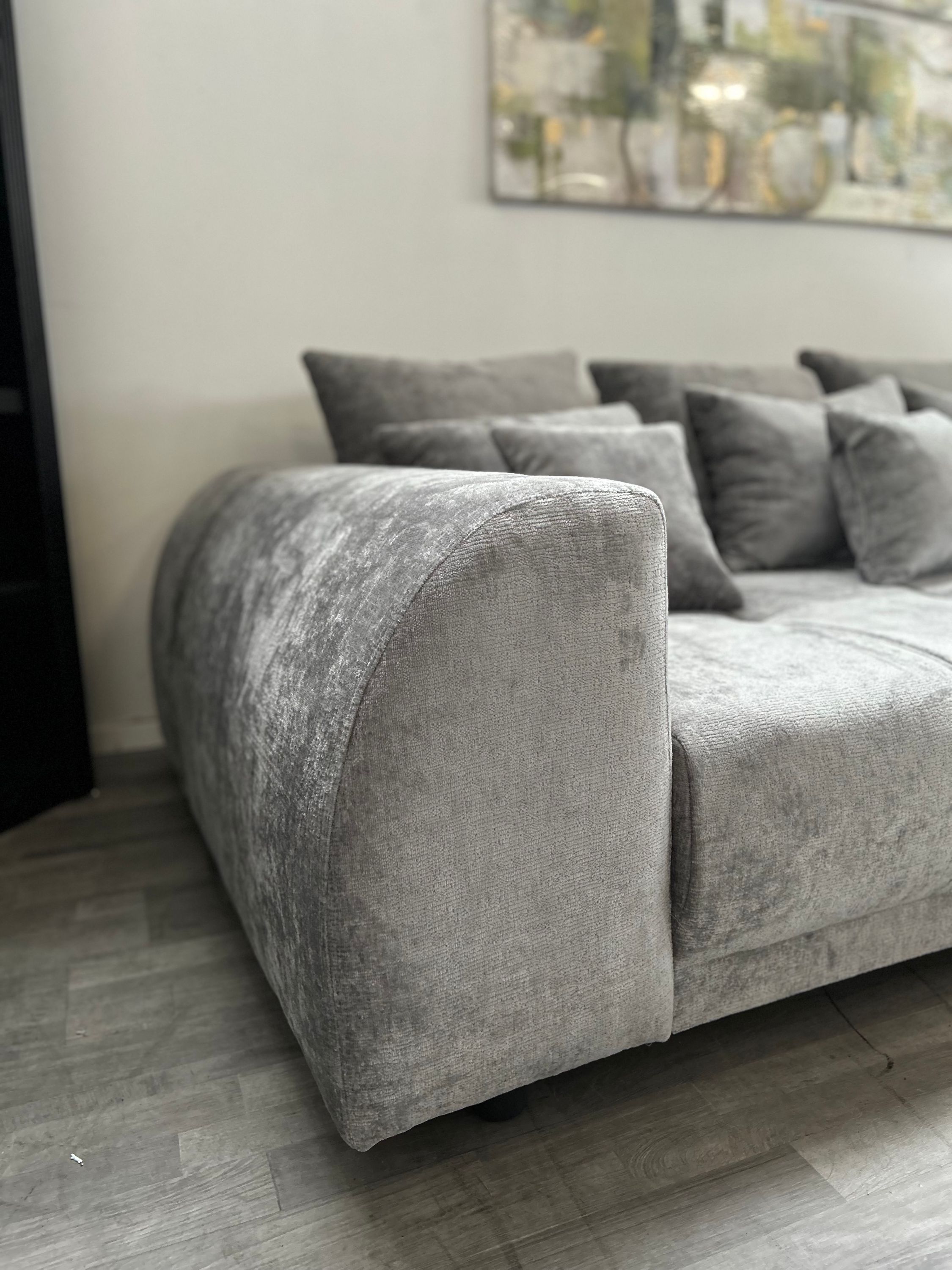 Big-Sofa Samt Grau