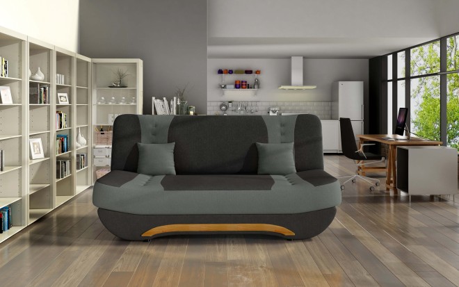Sofa 2-Sitzer Schlaffunktion Schwarz Grau